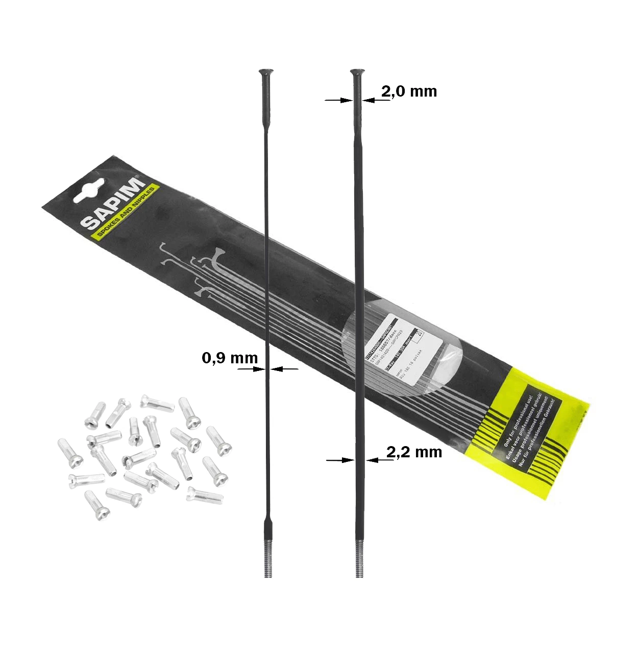 Sapim CX-Ray Straightpull 298mm Sorte Eger Med Nipler 20stk